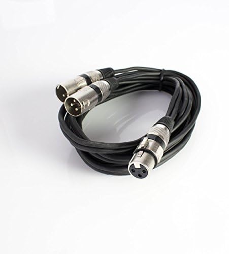 Showking - XLR Female to 2 x XLR Male 3m Black - Male XLR to Female XLR Cable - Stereo Systems & Audio Devices
