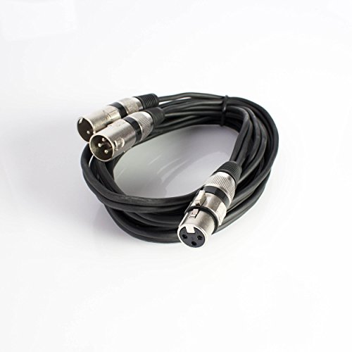 Showking - XLR Female to 2 x XLR Male 3m Black - Male XLR to Female XLR Cable - Stereo Systems & Audio Devices