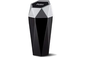 OVALA Car Trash Can with Lid, Small Automatic Portable Cup Holder Trash Can, Diamond Design Easy to Clean, Leakproof Used in Car Home Office (Silver)