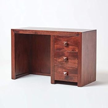 Homescapes Small Dakota Dark Shade Computer Desk 100 Solid Mango
