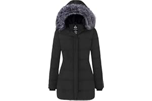 Wantdo Abrigo de Invierno para Mujer Chaqueta Acolchada cálida de Tallas Grandes con Capucha Parka Larga Impermeable y Cortaviento para Exteriores