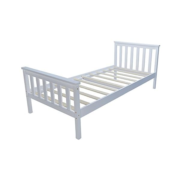 3ft Wooden Single Bed Frame for Adult Kids Child or Children, Solid Pine Wood, White - Image 5