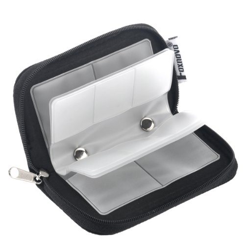 Foxnovo tragbar Case Schutzbox Schutztasche Kartentasche Tasche mit Reißverschluss für 22 SD SDHC MMC CF Micro SD Memory Card Speicherkarten (Schwarz) - 8