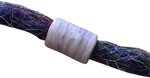 Artisan Glass Lilac Cream Dread Dreadlock Bead Large Big Hole 8.5 mm Charm Hair Festival