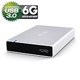 USB 3.0 SUPERSPEED Anschluss (abwärtskompatibel) für höchste Datentransferraten bis zu 5 Gbit/s. Frontseitig blaue LED Anzeige für Betriebszustand und Schreib- und Lesezugriff.