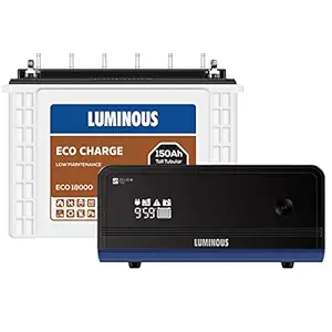 Luminous Zelio 1100 with Eco Charge EC18000 150Ah Tall Tubular Battery (21+ 15Months , Black )