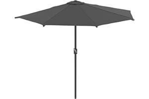 IDMarket - Demi Parasol de Balcon Plage Corte Gris 2,7x1,35 M avec Housse