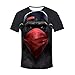 Produktbild Herren T-Shirt mit Frontprint und Rundhalsausschnitt Basic Shirt O-Neck Rundhals Slim Fit Sweatshirt Kurzarmshirt (XXXXL, Schwarz)