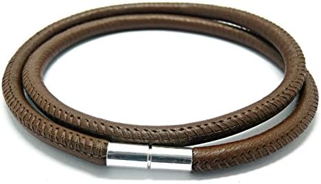 Mens/Ladies 5mm Nappa Leather Necklace With A Sterling Silver Push &amp; Twist Clasp-Brown