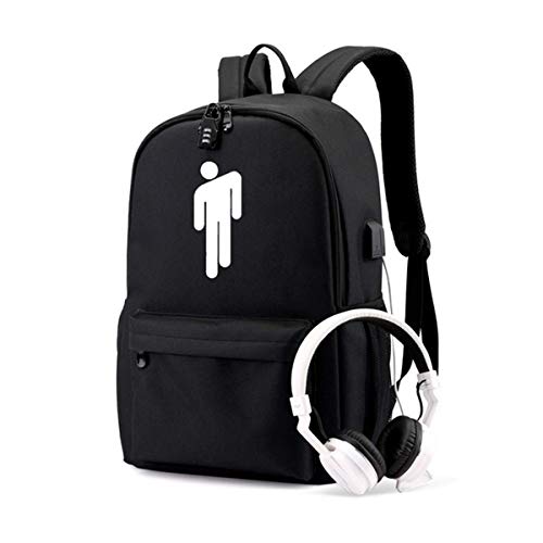 Mochila de Camping Luminosa antirrobo con Puerto de Carga USB + Bloqueo de código + Cable USB Negro
