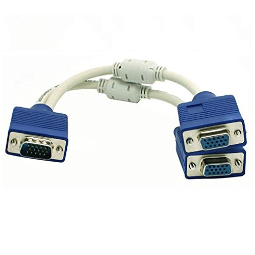 15P VGA-Splitter-Kabel 1 Stecker auf 2 weiblich Y Adapter Monitor-Konverter für PC Video Computer TV-Projektor (White) - 3