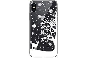 BOOMTECK iPhone X Cover Natale, Custodia iPhone XS Silicone Trasparente con Disegni Morbido Slim Protettiva Cover per 5.8" iPhone X/iPhone XS Sottile Anti-graffio Gomma Bumper Cover Carino Christmas Santa Neve