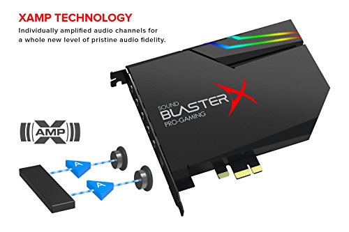 Creative - Sound BlasterX Ae-5 - Tarjeta de Sonido Interna para Gaming PCIe  DAC Clase Sabre Amplificador de Auriculares  16-600 Ohm  ncluye una Tira LED RGB para su PC  Color Negro 