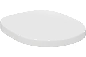 Ideal Standard Connect Tapa WC, forma redondeada, Asiento de inodoro duradero, incluye juego de bisagras para un fácil montaje, duroplástico resistente – Blanco (365x430x50 mm)