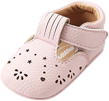 ESTAMICOBaby Girls Sneakers PU Leather Anti-Slip Summer Infant Prewalker Shoes Pink 12-18 Months