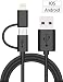 Produktbild Micro USB Kabel, Coolden® 2 in 1 Lightning Kabel Android IOS Ladekabel für iPhone, iPad, Samsung Galaxy, HTC, Motorola, Sony, Nexus, BlackBerry, LG, Nokia [3ft/0.9m]-Schwarz
