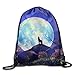 Produktbild gthytjhv Gym Kordelzugbeutel Wolf Full Moon Draw Rope Shopping Travel Backpack Tote Student Camping Lightweight Unique 16.9x14.2
