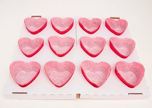 Cupcake Muffin Baking Tray with 24 Red Heart Cupcake Cases