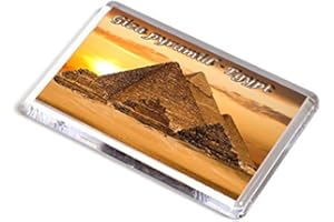 AWS Magnete Piramidi Egitto calamita in PVC Rigido Il Cairo Fridge Magnet da frigo in plastica Dura con Immagine Fotografica Panorama Piana di Giza Piramide di Cheope