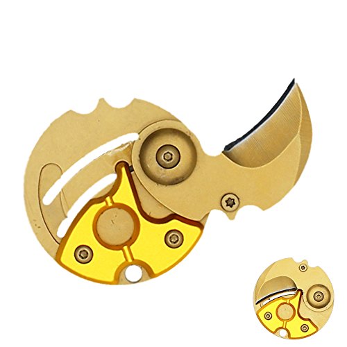 Preisvergleich Produktbild Betwo Personalisiert Mini Münzen Taschenmesser Klappmesser, Kleines Scharfes Verstecktes Schlüsselanhänger Messer aus Damaststahl mit Stahlgriff