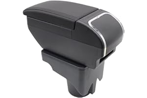 KAERGK Accoudoir double couche pour Golf 6 Mk6 2008-2013 Jetta Mk5 2006-2011 Vento Wagon 2009 2010 Console centrale Boîte de rangement avec porte-gobelet Accoudoir Accessoires Noir