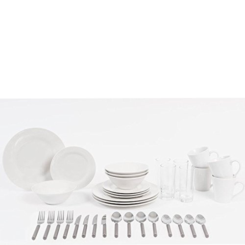Sabichi 36pc Dining Starter Set, Porcelain, White, 24.5 x 31 x 33 cm