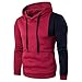 Produktbild VENMO Herren Jungen Slim Fit Hoodie Lässige Jacke Modische Oberkleidung Outerwear Baumwoll Langarm Kapuzen Casual Shirt T-Shirts Hoodie Tops (2XL, Red)