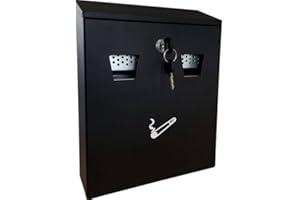 BRASQ Wandaschenbecher AT100, wetterfester Wandascher für den Außenbereich, robust und aus pulverbeschichtetem Stahl, Lieferung mit Schlüssel und Montagematerial