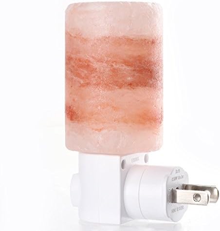 Wishwill Portable Hand Carved Natural Crystal Himalayan Salt Lamp mini Nursery Night Light with Wall Plug for Home Office Living Roon Bathroom Decorations (Cylinder Shaped)