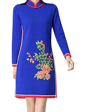 ALUK- Stile cinese - retrò Cheongsam di temperamento Vestito a maglia sottile a maglia lunga dal maniche a maglia...