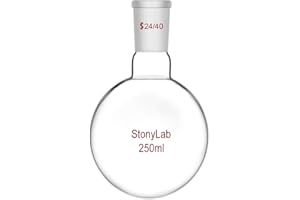 stonylab Matraz Fondo Redondo, Cuello Corto Matraz de Fondo Redondo de Pared Gruesa de Cristal de Borosilicato RBF con Junta Exterior Estándar 24/40, Round Bottom Flask Frascos de Laboratorio - 250ml