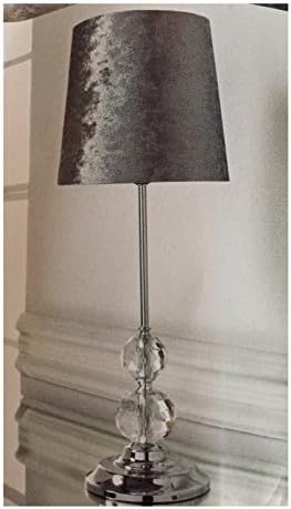 Luxe Crystal Modern Chrome Table Lamp Bedside Tablelamp Base & Shade - Dark Grey