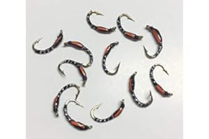 BestCity Fly Fishing Epoxy Buzzer Orange Cheeks Silver Holographic Black Pack of 12 Size 14#202C