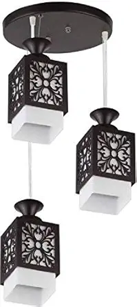 R@DIANT Cluster Chandelier Hanging/Ceiling Lights with 3 Bulbs (Black, Medium)