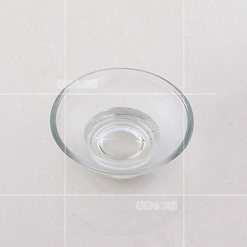 Preisvergleich Produktbild Amgend Edelstahl-Seifenschalenwäscherei-Sei... Rundes Reinigungsseifenschale-Behälterlager Frei Lochen, Transparente Glasschüssel
