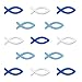 Produktbild LAKIND 54/108/180 Stück Holz Fische Streudeko Taufe Deko Fisch Deko Taufe Junge Tischdeko Taufe Konfirmation Deko (Blau&Weiß-3.5cm-180st, 180st)
