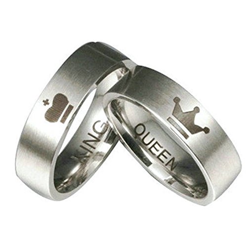 6mm Stainless Steel King And Queen Couple Rings Wedding Engagement