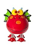 Diese lustige Triceratops Dinosaurier Spardose Sparbüchse, hat einen roten Körper, grüne Flügel, gellbe verrückte Augen und eine orangene Nase