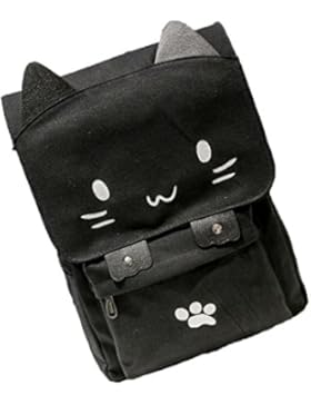 SHOBDW Nette Katze-Segeltuch-Karikatur-Rucksack-Mädchen-Schule-Beutel-beiläufiger Druck-Rucksack