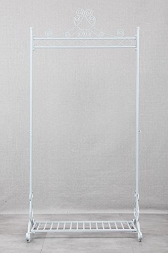 Metall Kleiderständer Kleiderstange Garderobenständer mit Schuhablage Antik Design Weiß - 3