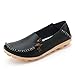 Produktbild IFashion Damen Leder Mokassin Bootsschuhe Slip on Loafers Slipper Flats Low-top Erbsens Chuhe Schwarz 39.5