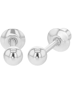 In Season Jewelry Säuglings Baby - Schraubverschluss Ohrringe Rhodiniert Klassische Ball 3mm