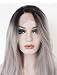 Tsnomore 22inches Hand Tied Long Ombre Lace Front Wig Hair Wigs for Women Daily Use Natural and Healthy (Grey)