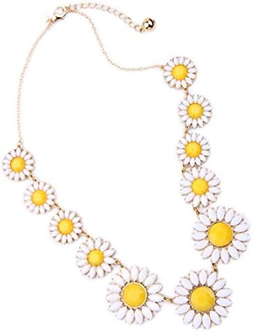 Primegap Fun Daisy Fashion Vintage Dot Bib Bubble Rhinestone Gold Tone Statement Necklace Earrings Set