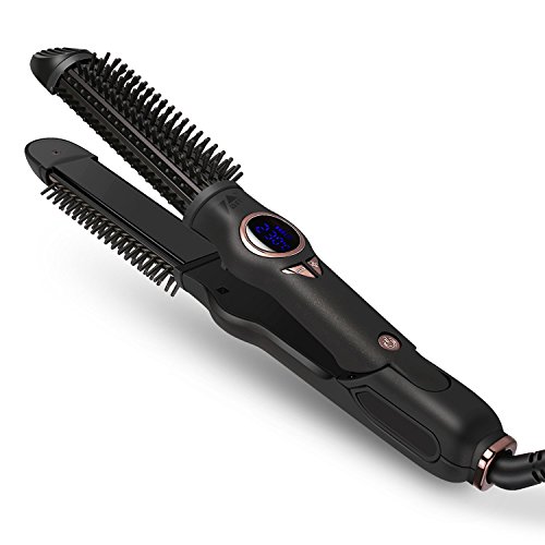 Preisvergleich Produktbild Amzdeal Lockenstab 3 in 1 multifunktionaler Haarglätter Glätteisen Temperatur einstellbar mit LCD-Bildschirm und Keramikbeschichtung Anti-Spliss tragbare Lockenbürste für glattes und lockiges Haar