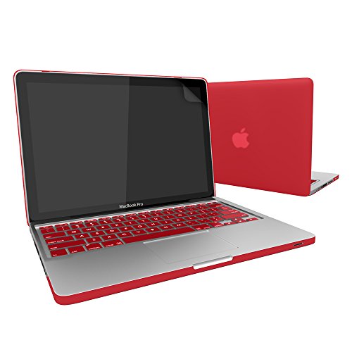 SlickBlue Macbook-Pro-13 (A1278) gummierte harte hülle mit EU QWERTY Tastatur Abdeckung und Displayschutzfolie- rot
