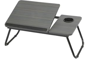 Trintion Table de lit Pliante pour Ordinateur Portable 55x32x25 cm avec Porte-gobelet Plateau de lit réglable 5 Positions Support Ordinateur Portable Table Pliante intérieure (Noir)