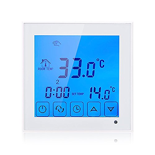 Preisvergleich Produktbild Beok TDS23-EP, programmierberer Raumthermostat, Temperaturregler, Touchscreen, langer externer Sensor für die elektrische Fußbodenheizung, 200 V bis 240 V, 16 A, weiß, 240.00 voltsV
