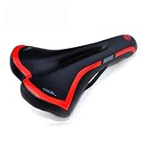 Color: negro y rojo. Yaruijia sillín de Bicicleta de montaña, cómodo Asiento de Bicicleta cojín para Hombres, Mujeres, MTB, Bicicleta Plegable, BMX, Bicicleta de Carretera