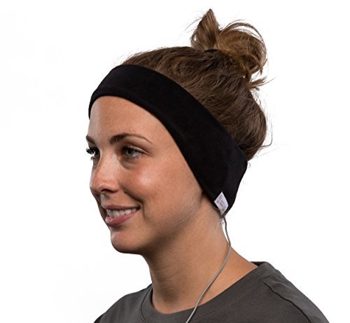 Auriculares con banda de lana para la cabeza AcousticSheep SleepPhones v.6 Classic - Negro, grande/extra grande